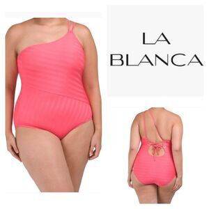 La Blanca Linea Costa Back One-Shoulder Coral Color One-piece Swimsuit